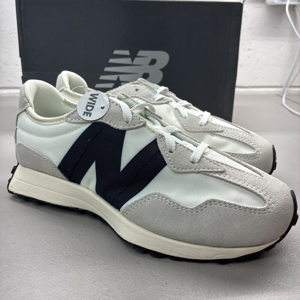 New Balance 327 GS327FE Wide Youth 5 Women's 6.5 Sea Salt Black Sneakers